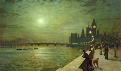 维多利亚时代的满月。  John Atkinson Grimshaw ​ 