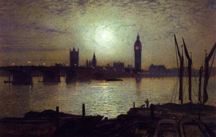 维多利亚时代的满月。  John Atkinson Grimshaw ​ 