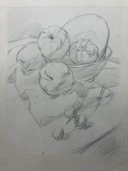 来一组我们老师的素描静物步骤图，喜欢的同学记得收图哦！ 
