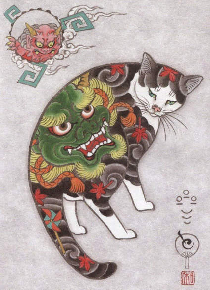 猫身上的纹身艺术（Monmon Cats）Kazuaki Horitom 