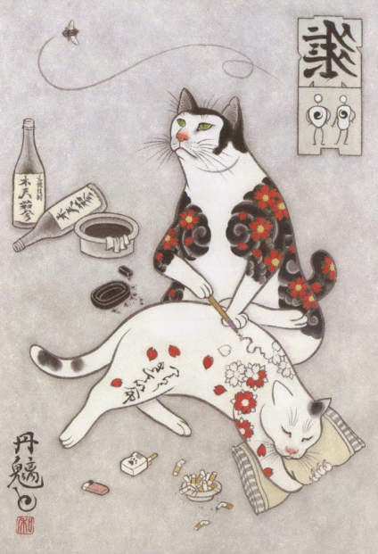 猫身上的纹身艺术（Monmon Cats）Kazuaki Horitom 