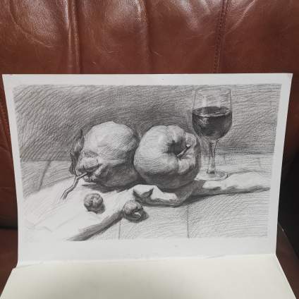 【滴~素描卡】初三学生，百分制，请老师帮忙评分，说下注意的方面，谢谢 