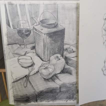 【滴~素描卡】初三学生，百分制，三小时作画，请求老师给评评分，说一下改进的地方，谢谢😊 