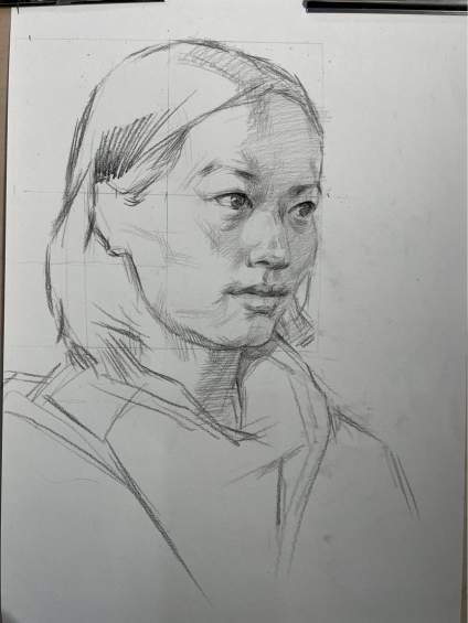 【点我评画~】素描头像，侧面弱光源表现带步骤，是不是很简单 